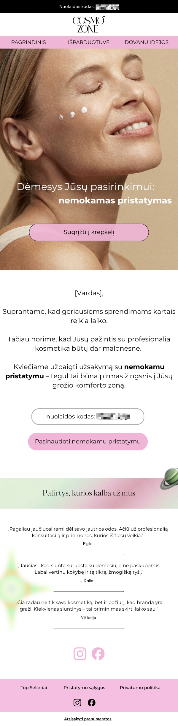 Apleisto krepšelio automatizacijos laiško pavyzdys